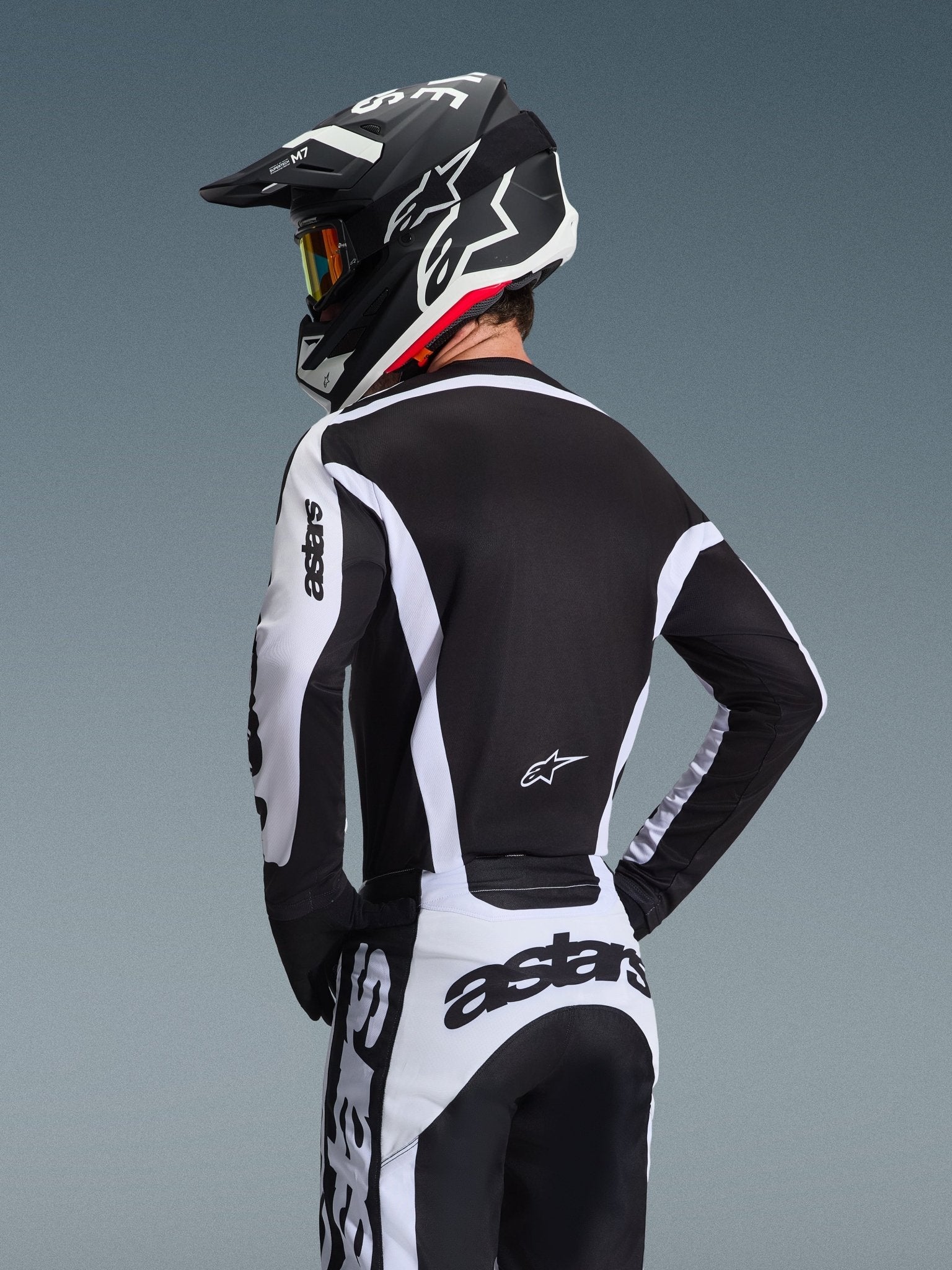 Alpinestars 2026 Racer Riway Motocross-Trikot feuchtigkeitsabführend Weiß-Schwarz - MxProStoreParts