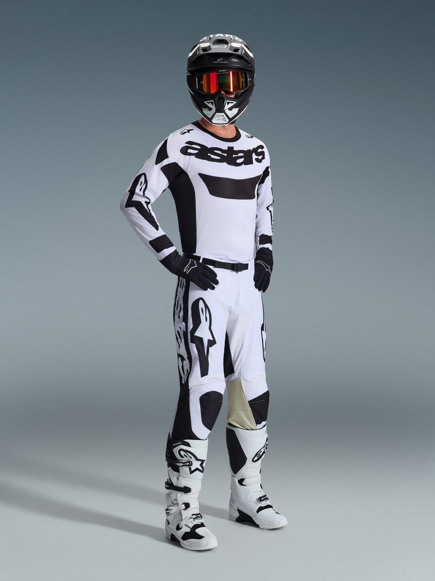 Alpinestars 2026 Racer Riway Motocross-Trikot feuchtigkeitsleitend Weiß-Schwarz - MxProStoreParts