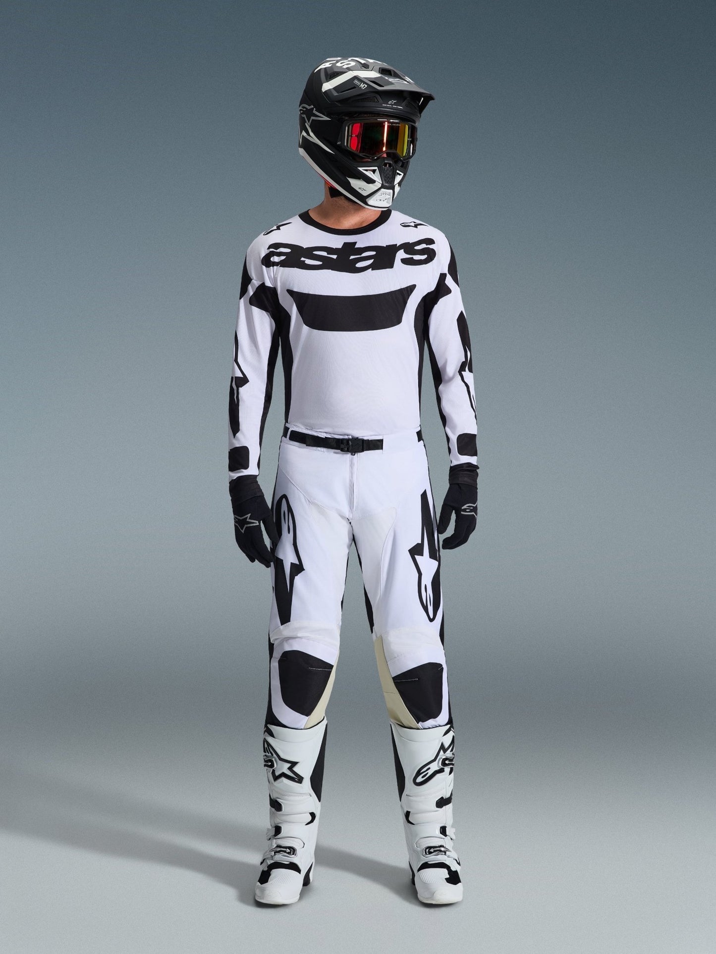 Alpinestars 2026 Racer Riway Motocross-Trikot feuchtigkeitsableitend Weiß-Schwarz - MxProStoreParts