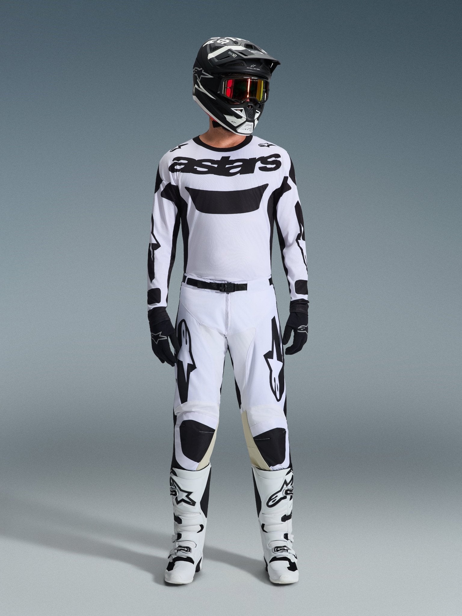 Alpinestars 2026 Racer Riway Motocross-Trikot feuchtigkeitsableitend Weiß-Schwarz - MxProStoreParts