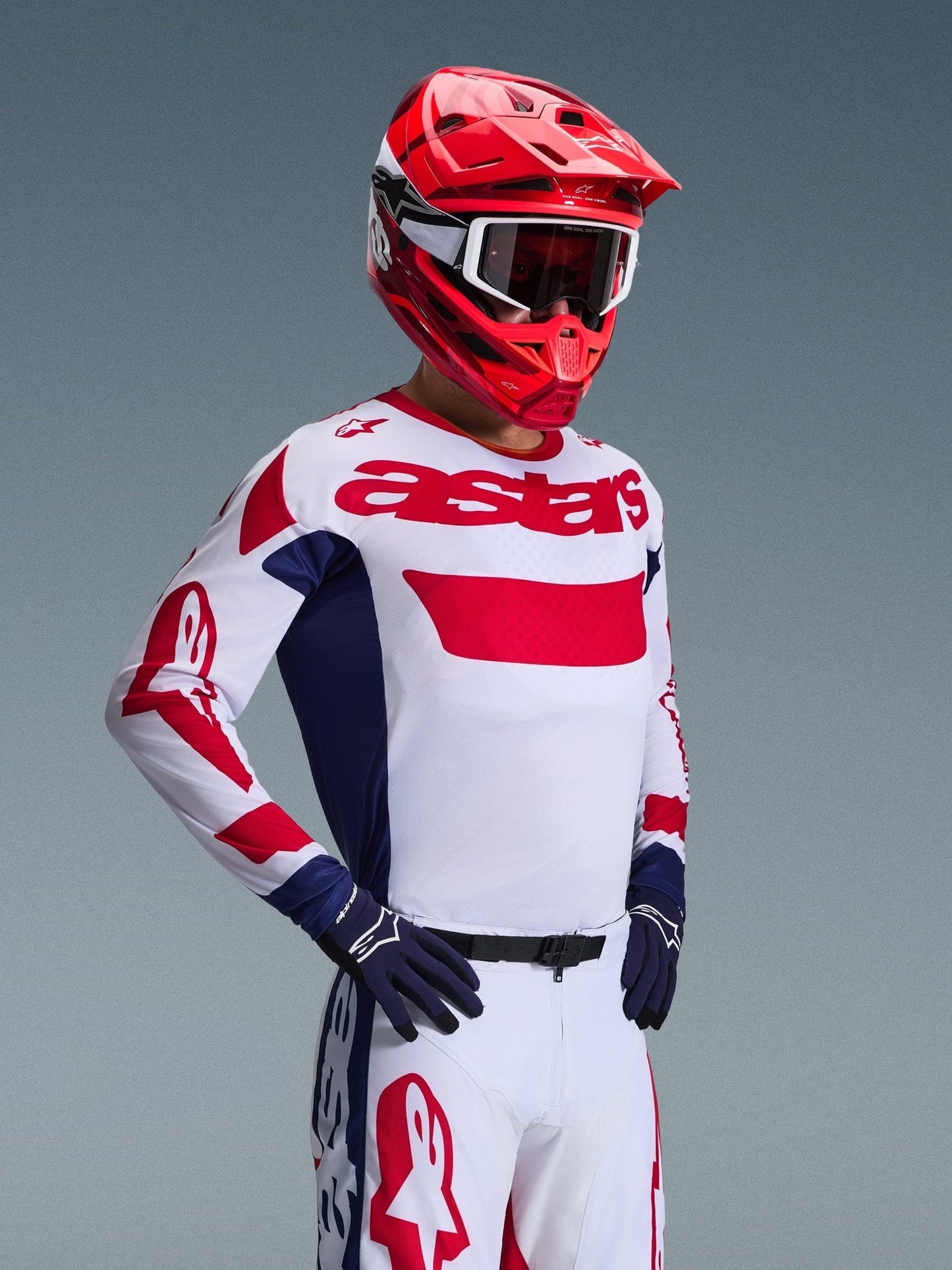 Alpinestars Racer Riway Trikot Off-Road Weiß Blau Rot - MxProStoreParts
