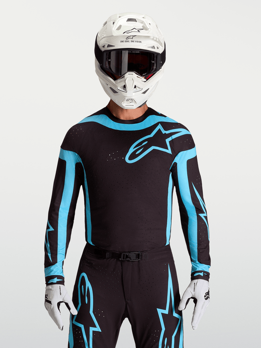 Alpinestars Supertech Vesta Jersey 2027 Zwart Turquoise - MxProStoreParts