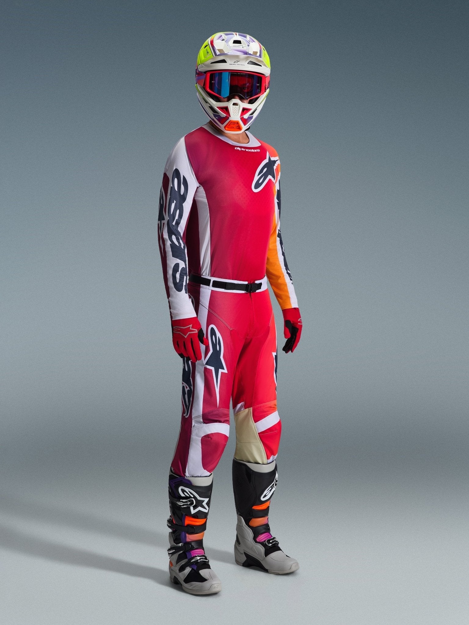Alpinestars Racer Portl Trikot 2026 Rot, Lichtgrau, Dunkelgrau - MxProStoreParts