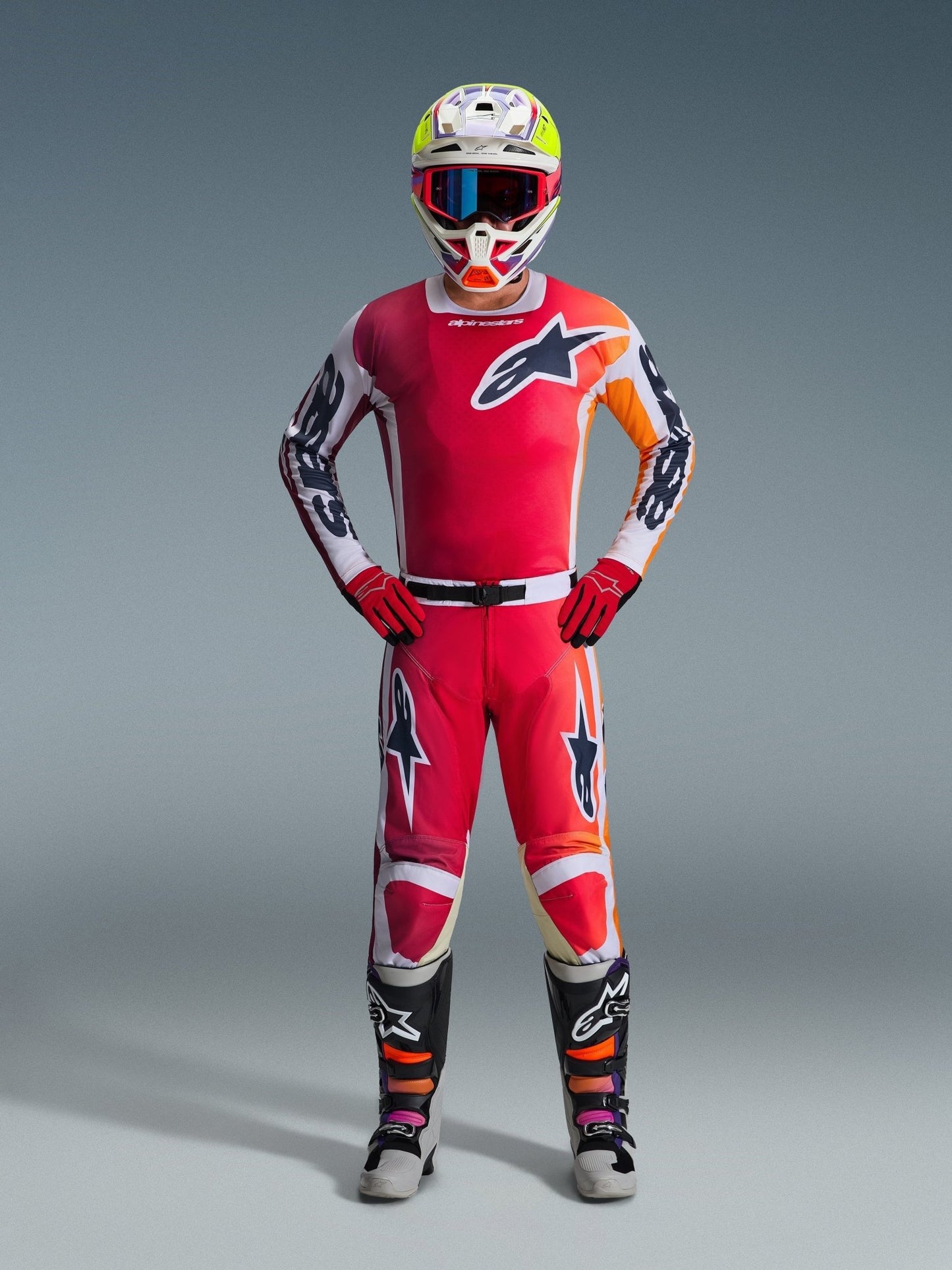 Alpinestars Racer Portl Trikot 2026 Rot Hellgrau Dunkelgrau - MxProStoreParts