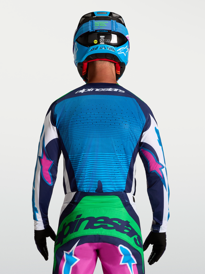 Alpinestars Techstar Maven Jersey 2027 Wit Blithe Blauw Groen Fluo