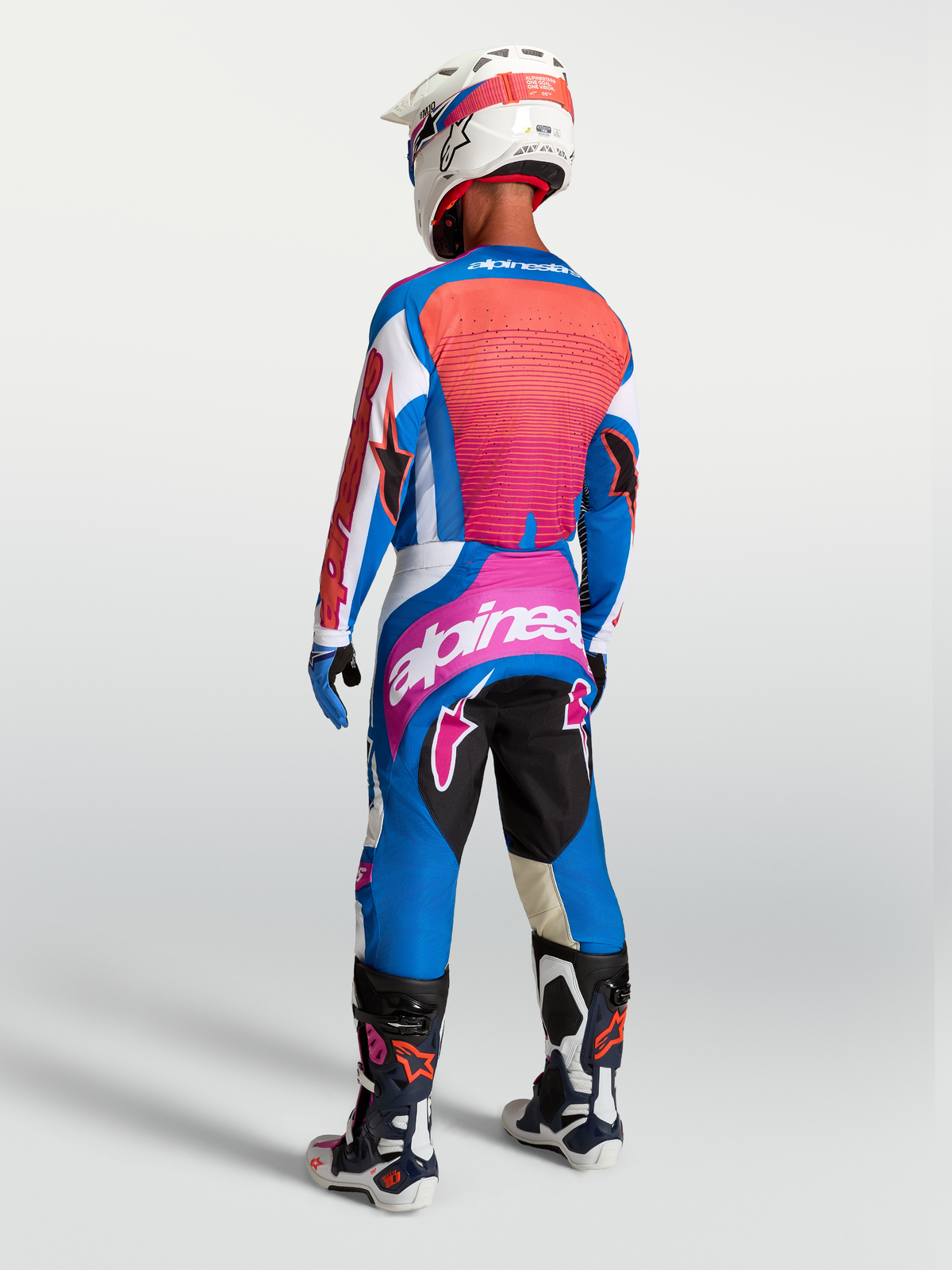 Alpinestars Techstar Maven Jersey Wit Koraalrood Blauw