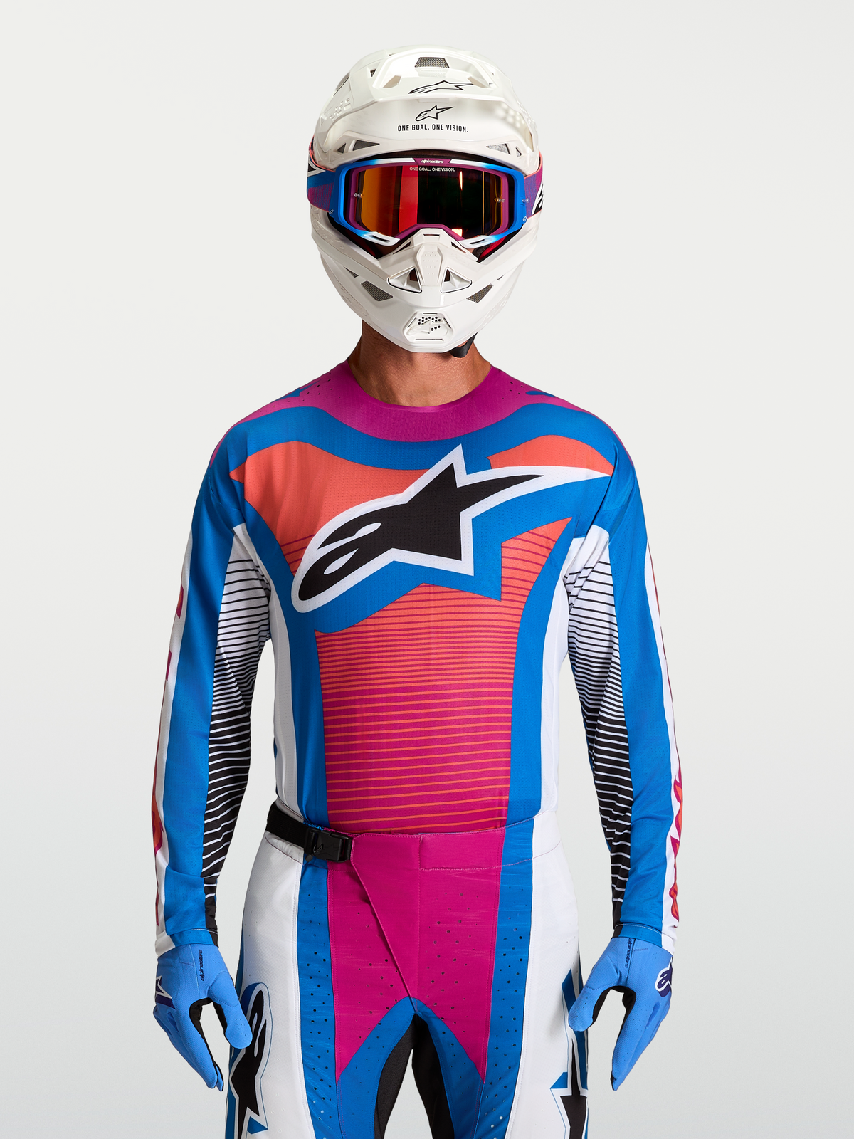 Alpinestars Techstar Maven Jersey Wit Koraalrood Blauw