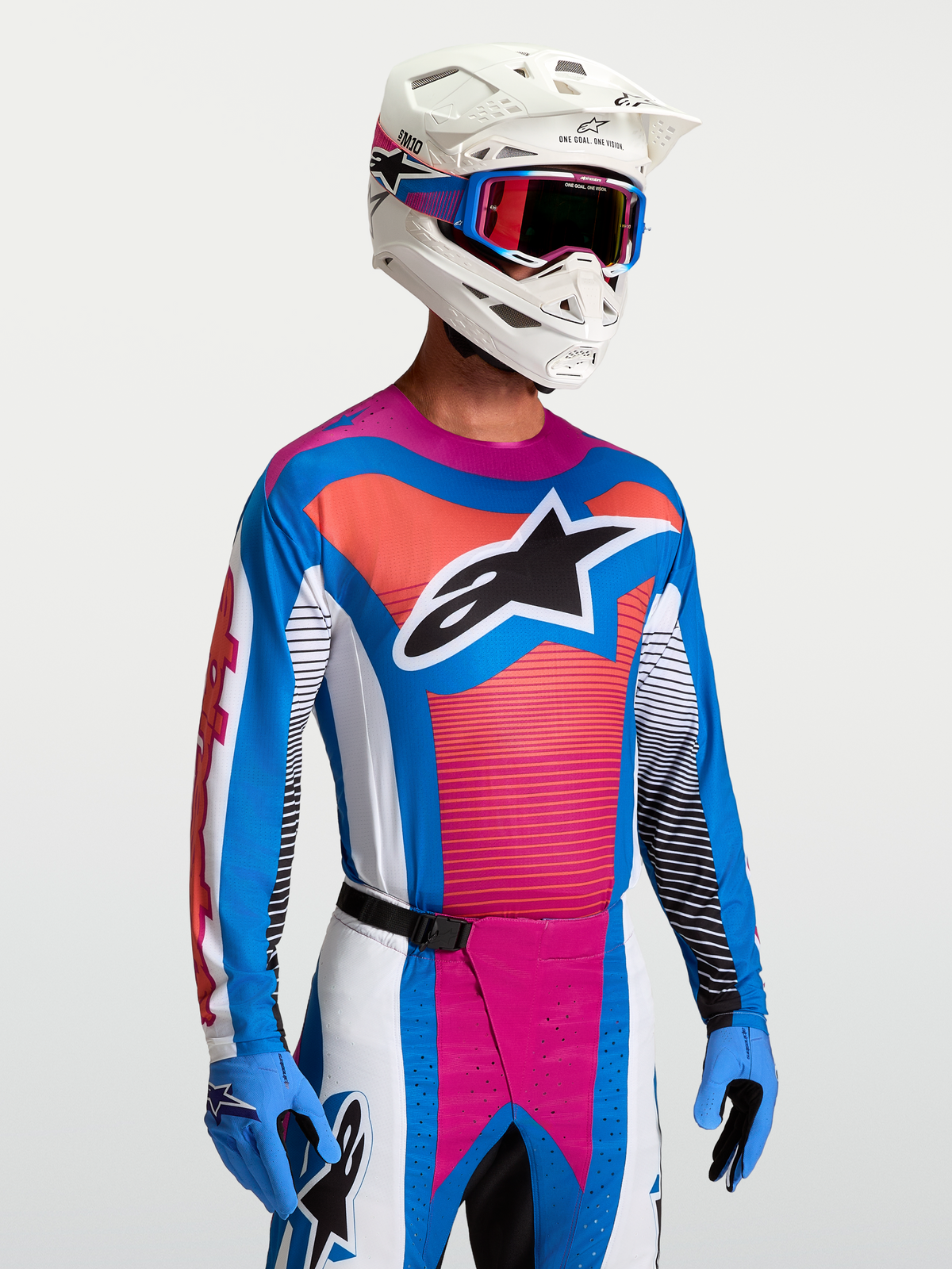 Alpinestars Techstar Maven Jersey Wit Koraalrood Blauw