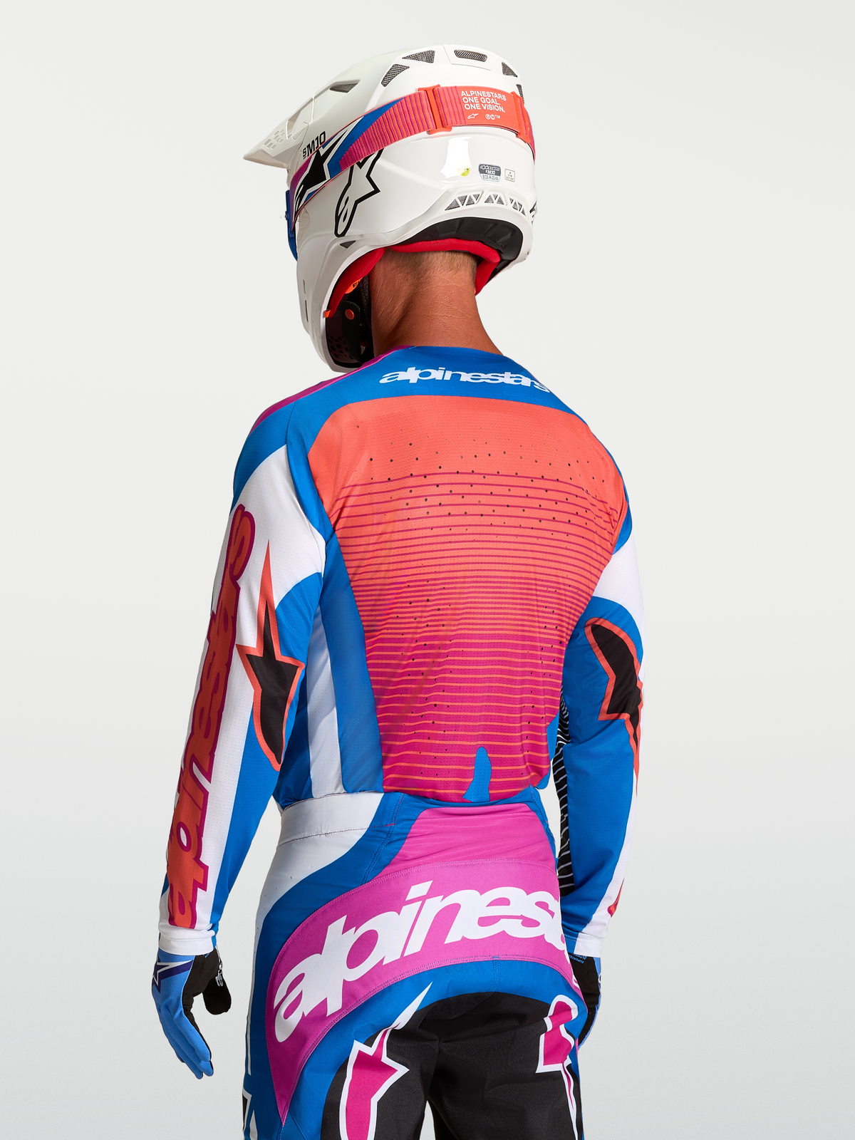 Alpinestars Techstar Maven Jersey Wit Koraalrood Blauw