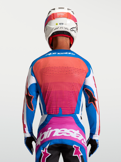 Alpinestars Techstar Maven Jersey Wit Koraalrood Blauw