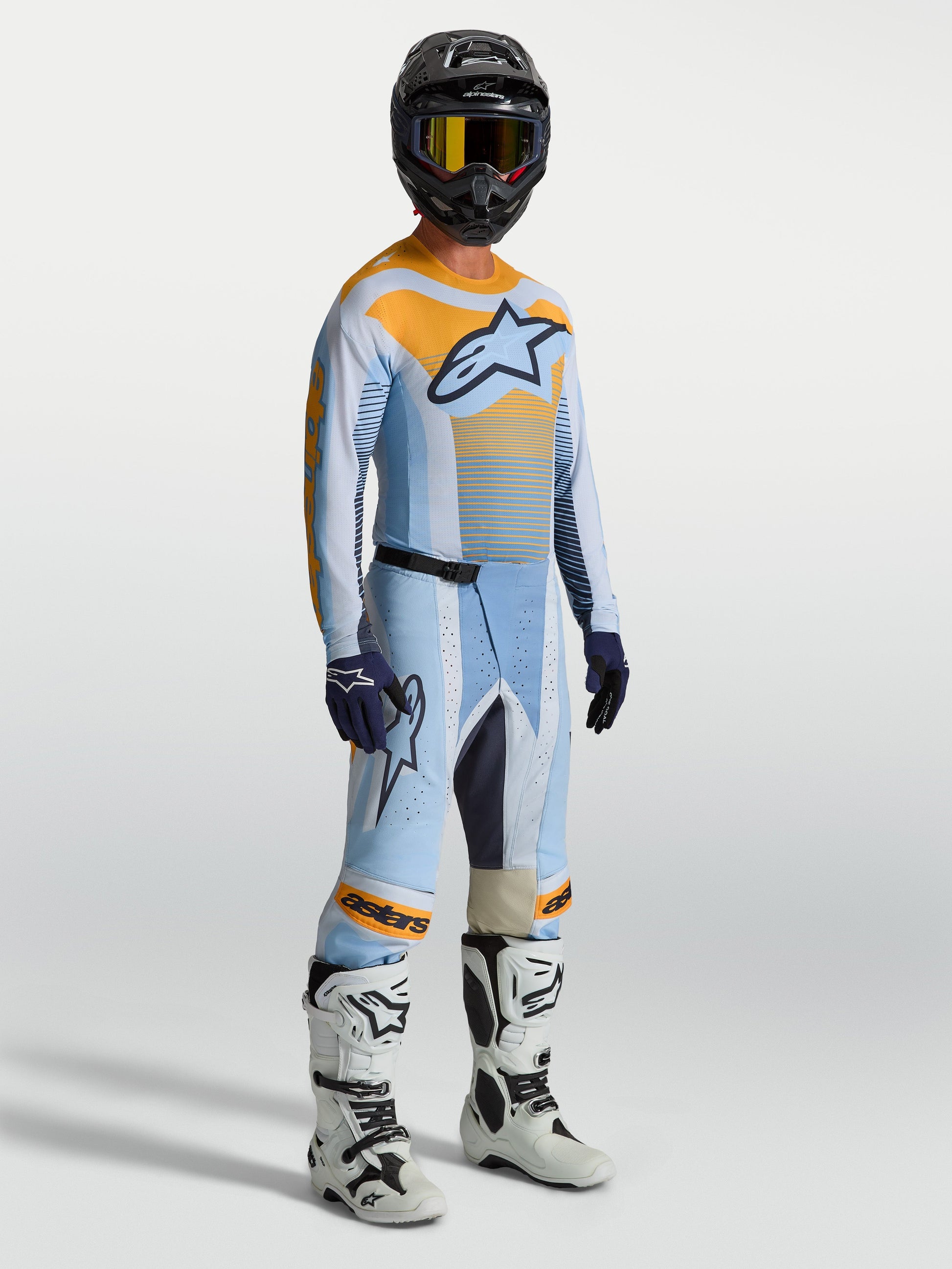 Alpinestars Techstar Maven Jersey 2027 Dust Blue Tangerine Black
