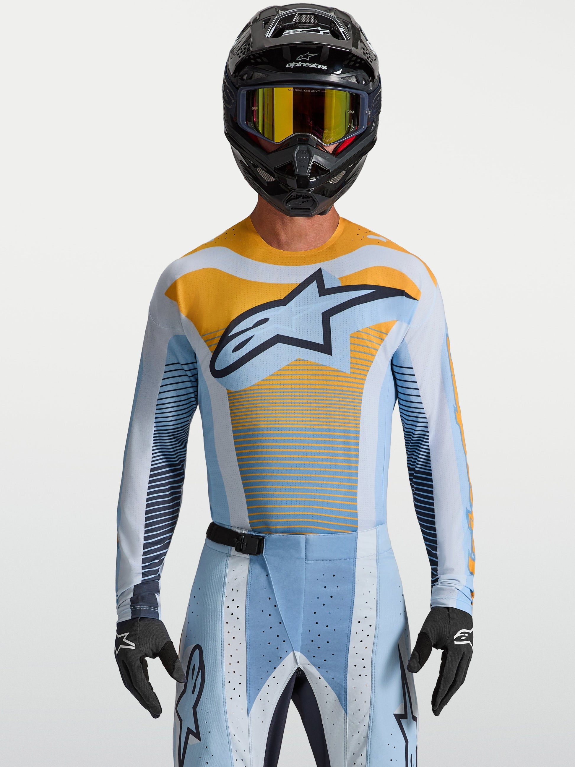 Alpinestars Techstar Maven Jersey 2027 Dust Blue Tangerine Black