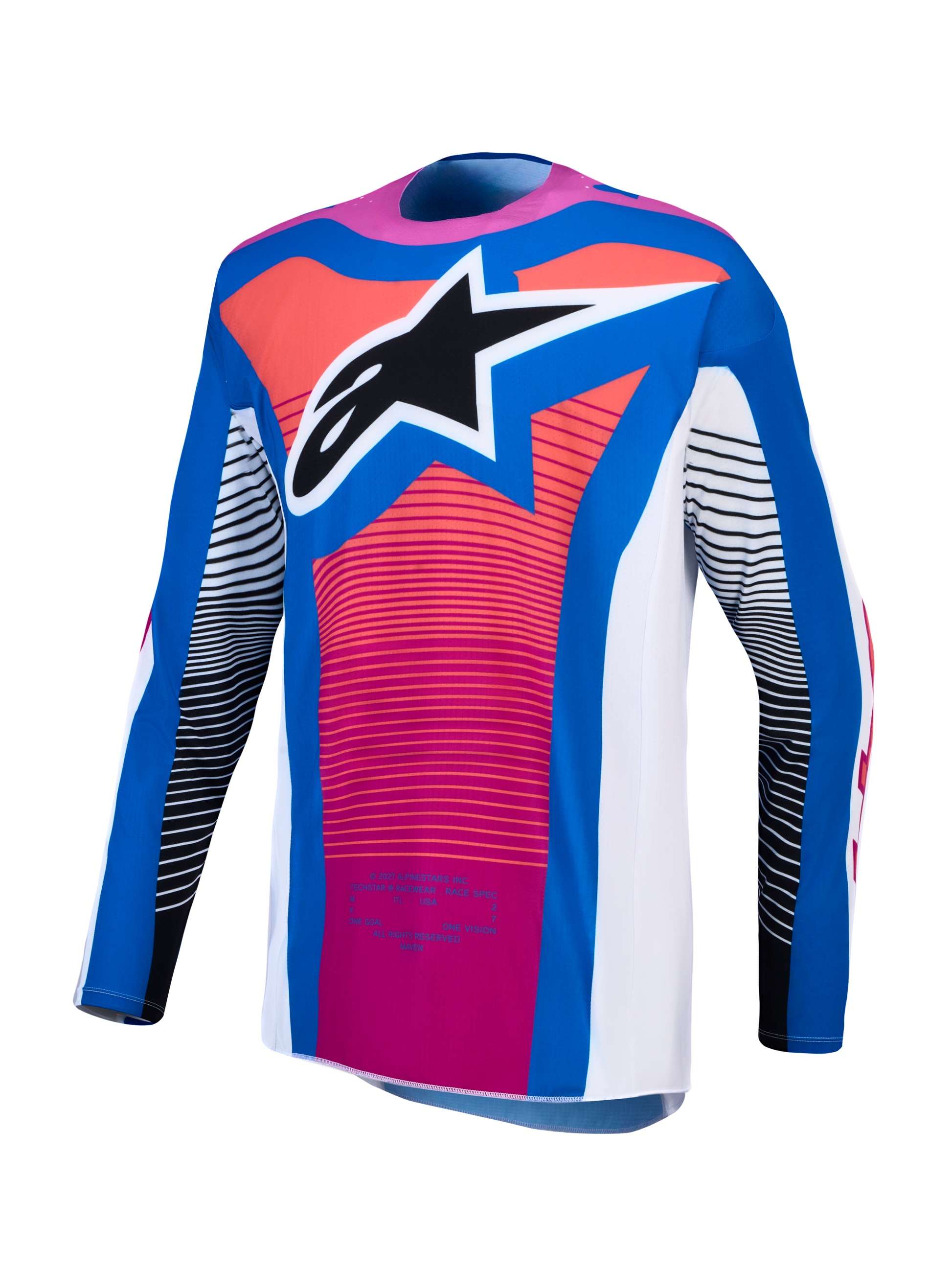 Alpinestars Techstar Maven Jersey Wit Koraalrood Blauw