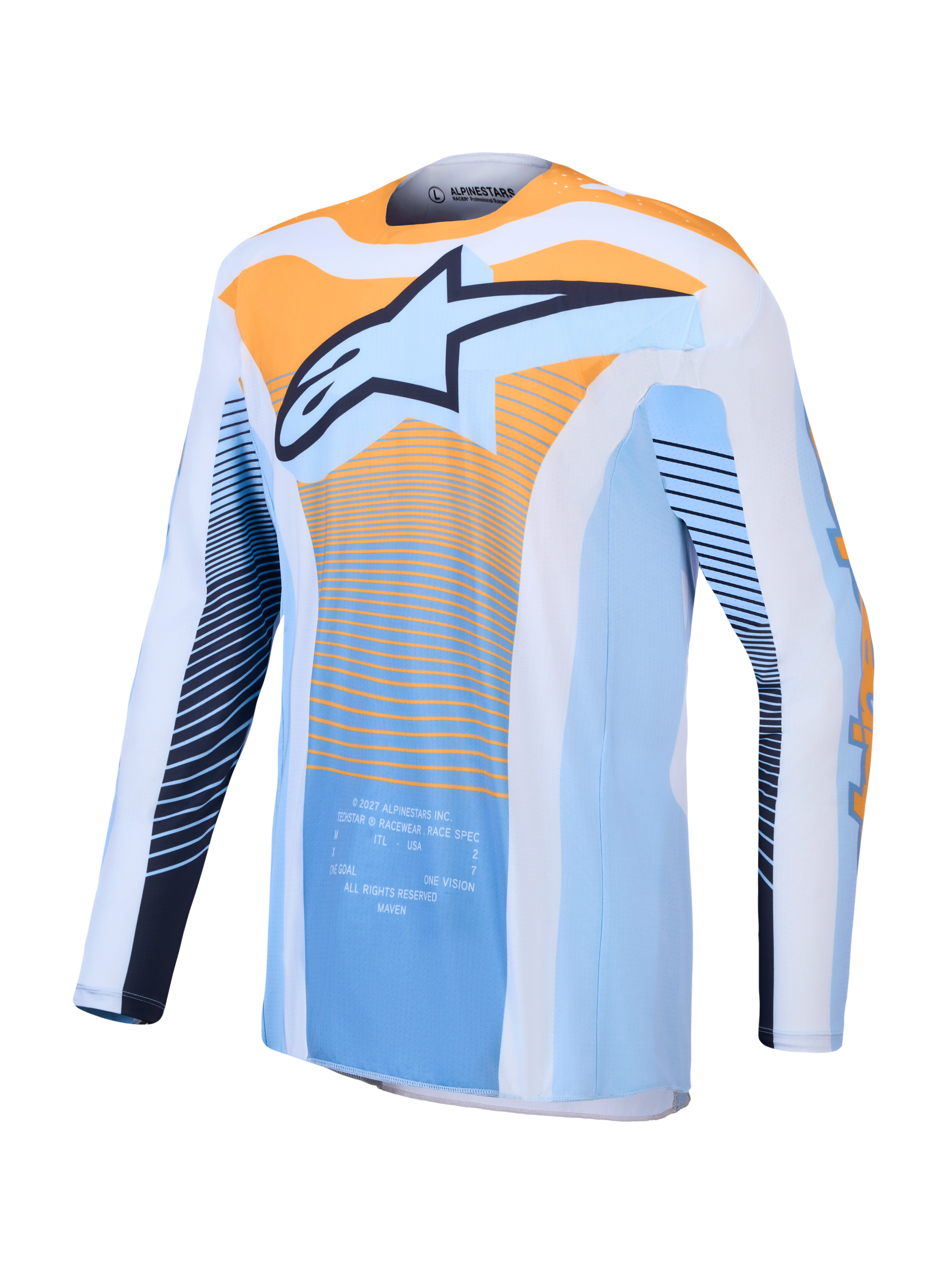 Alpinestars Techstar Maven Jersey 2027 Dust Blue Tangerine Black