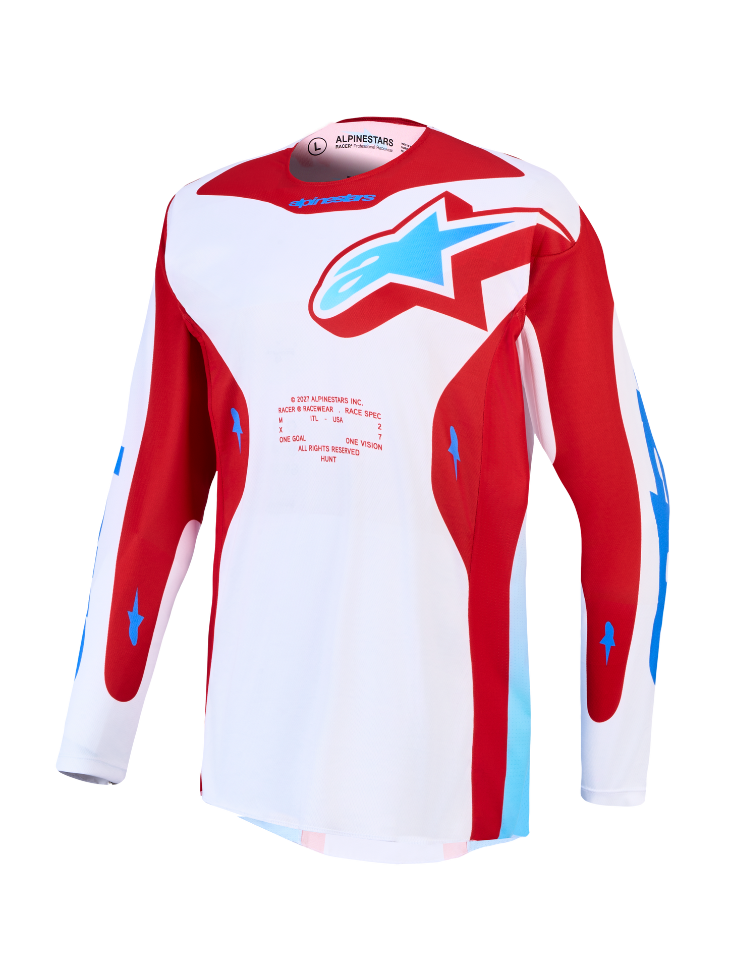 Alpinestars Racer Hunt Jersey 2027 Wit Vuurrood Ucla Blauw