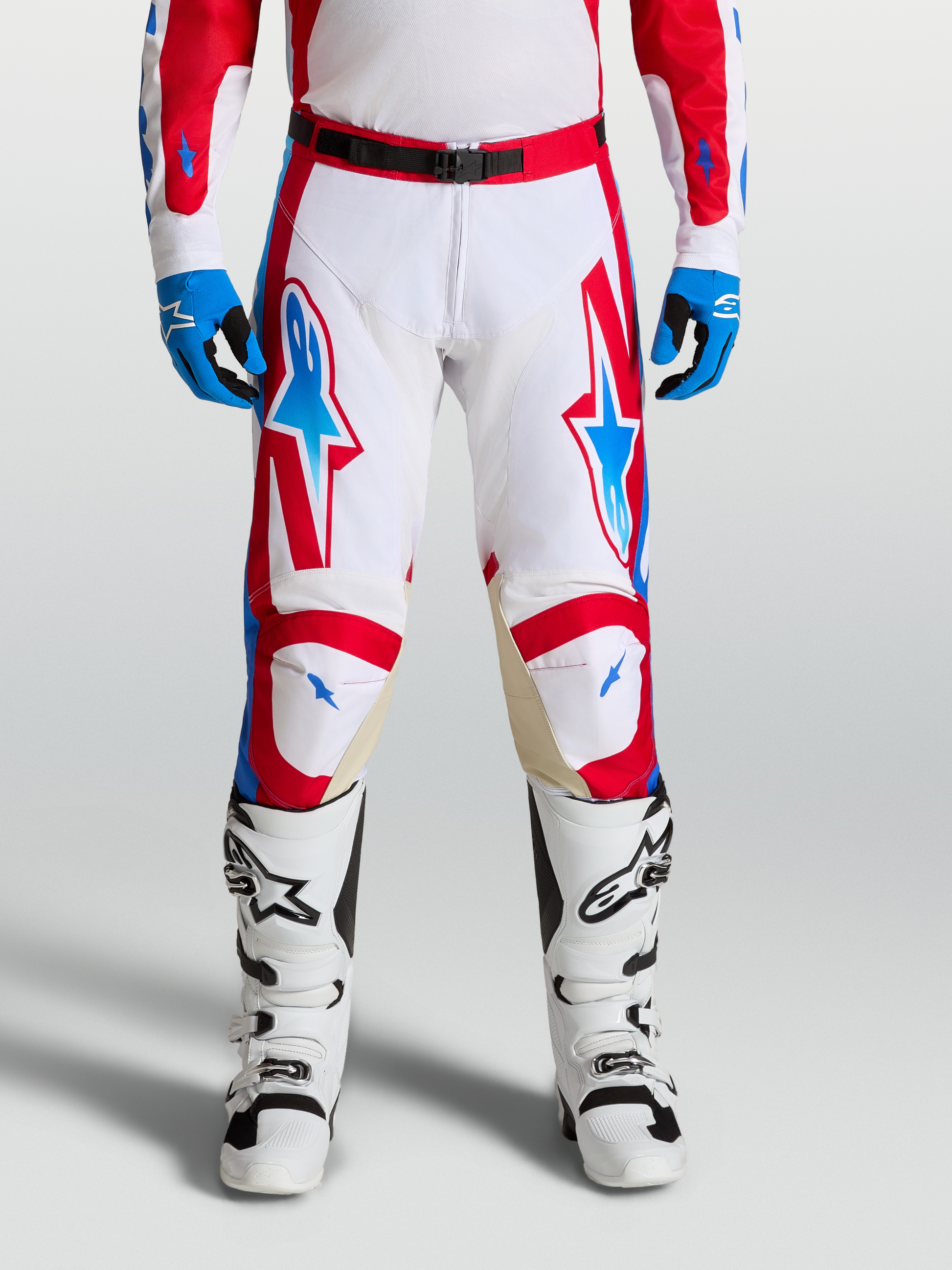 Alpinestars Racer Hunt Broek 2027 Wit Vuurrood Ucla Blauw