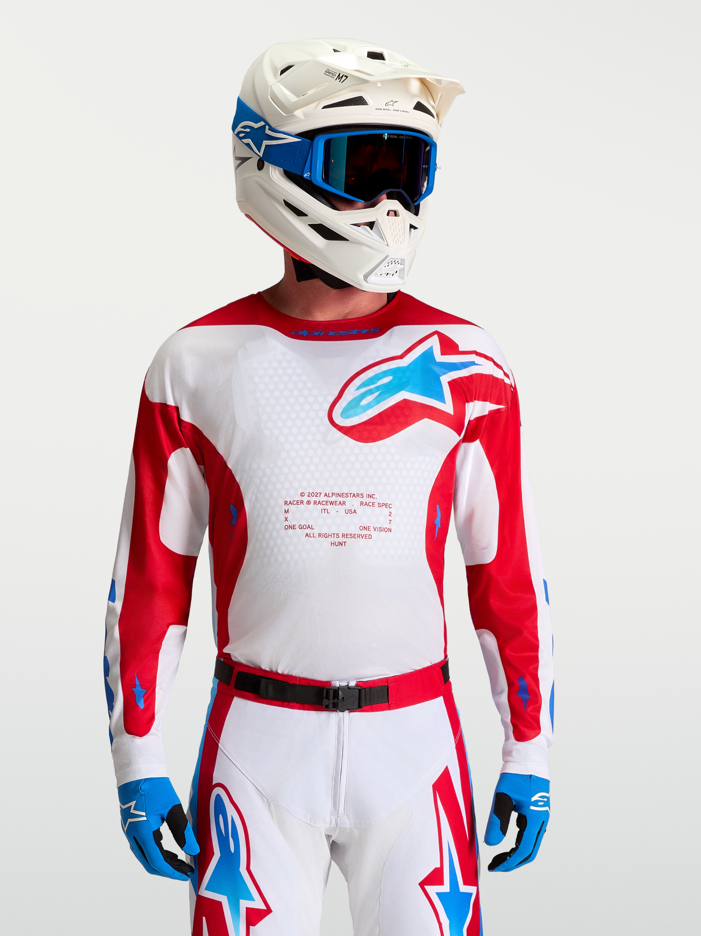 Alpinestars Racer Hunt Jersey 2027 Wit Vuurrood Ucla Blauw