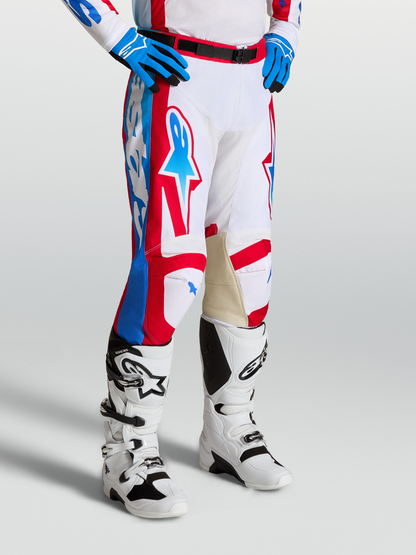 Alpinestars Racer Hunt Broek 2027 Wit Vuurrood Ucla Blauw