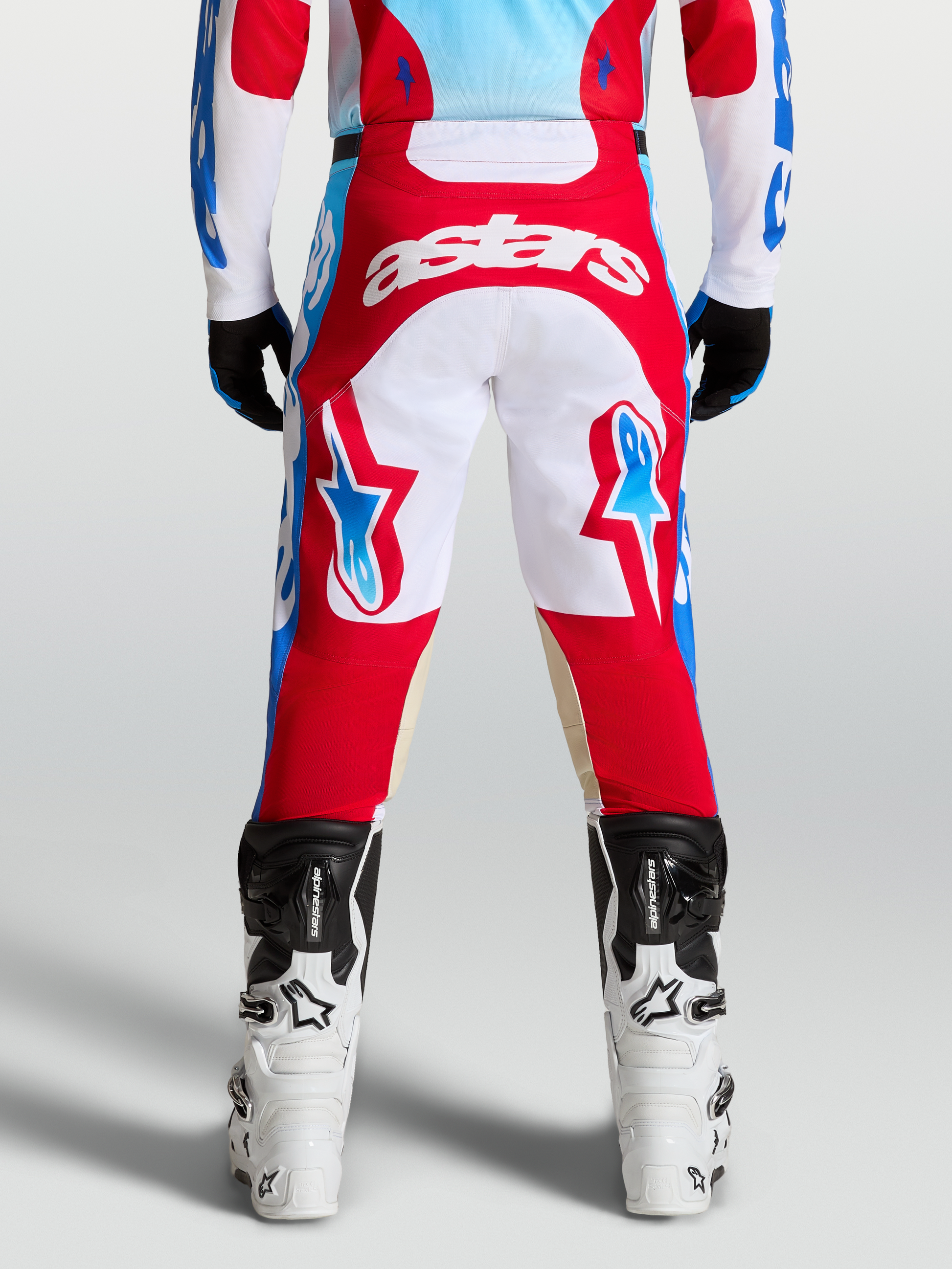 Alpinestars Racer Hunt Broek 2027 Wit Vuurrood Ucla Blauw