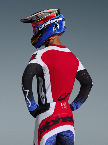 Alpinestars Techstar Trikot Vielmaterial Rennen Schwarz Weiß Rot - MxProStoreParts