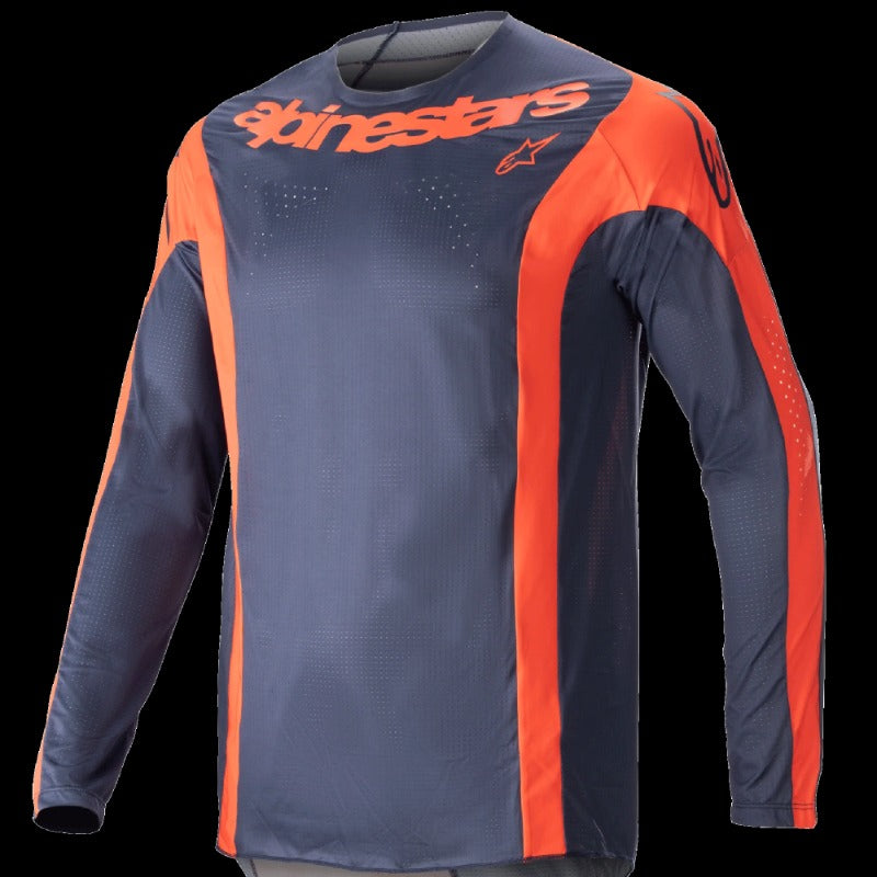 Alpinestars 2023 Techstar Arch volwassen cross shirt Donker Blauw / Hot Oranje
