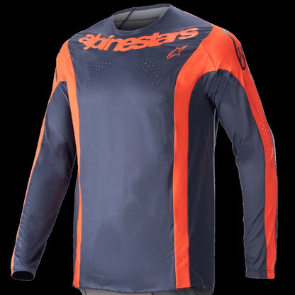 Alpinestars 2023 Techstar Arch volwassen cross shirt Donker Blauw / Hot Oranje