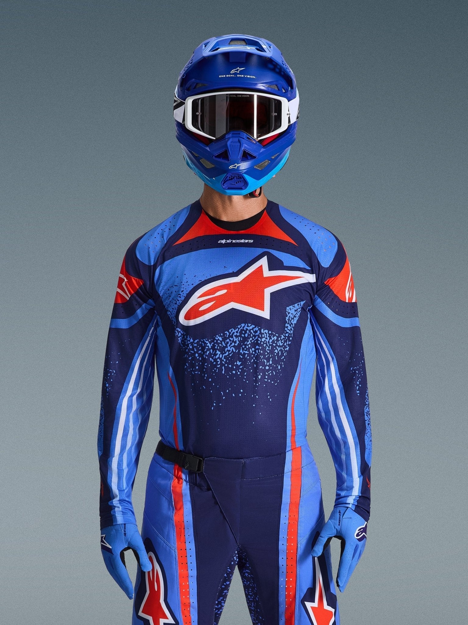 Alpinestars Techstar Nomur Trikot, Dunkelmarine Orange UCLA Blau - MxProStoreParts