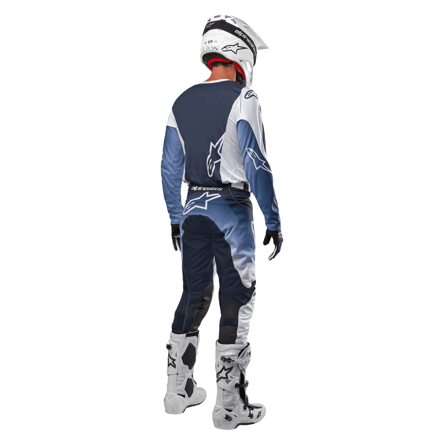 Alpinestars 2024 Racer Hoen Trikot atmungsaktiv Weiß/Dunkelmarine/Hellblau - MxProStoreParts