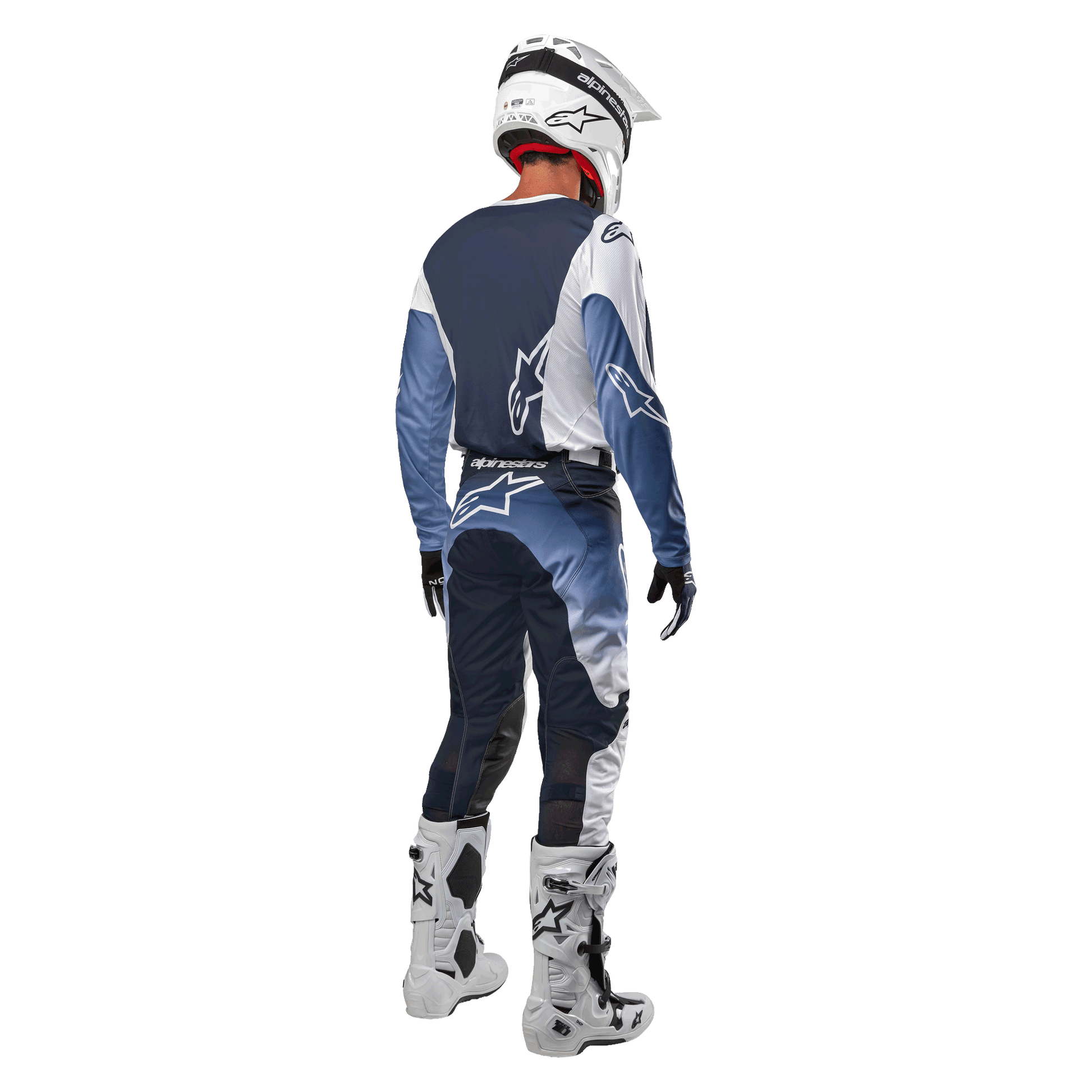 Alpinestars 2024 Racer Hoen Trikot atmungsaktiv Weiß/Dunkelmarine/Hellblau - MxProStoreParts