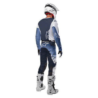 Alpinestars 2024 Racer Hoen Trikot atmungsaktiv Weiß/Dunkelmarine/Hellblau - MxProStoreParts