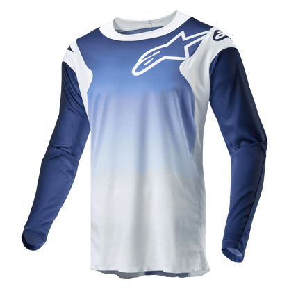 Alpinestars 2024 Racer Hoen Trikot, atmungsaktiv, Weiß/Dunkelmarine/Hellblau - MxProStoreParts