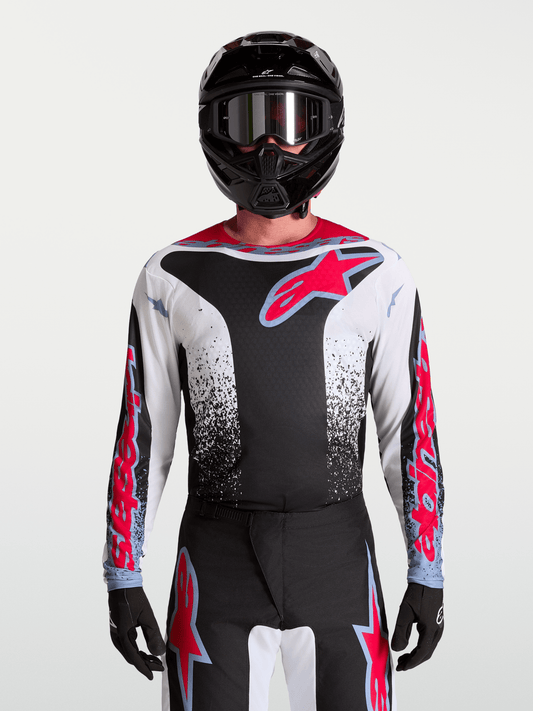 Alpinestars Fluid Drag Jersey 2027 Zwart Wit Lichtblauw Rood Fluo - MxProStoreParts