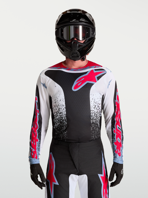 Alpinestars Fluid Drag Jersey 2027 Zwart Wit Lichtblauw Rood Fluo