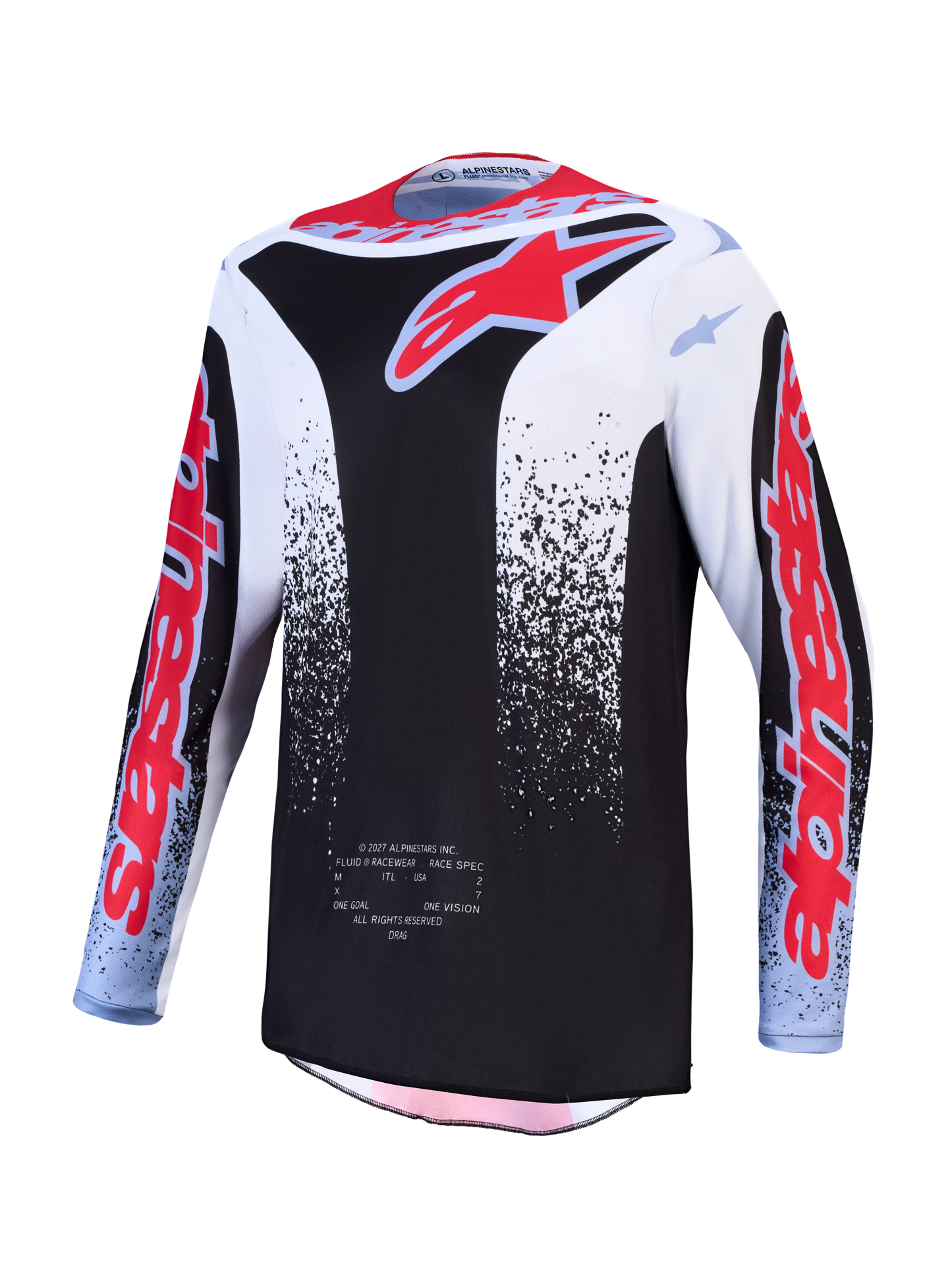 Alpinestars Fluid Drag Jersey 2027 Zwart Wit Lichtblauw Rood Fluo