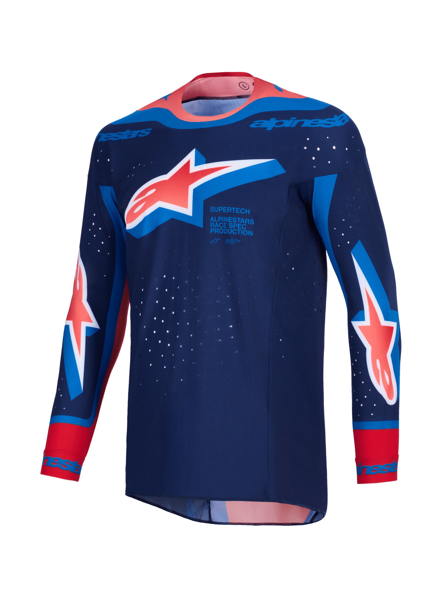 Alpinestars Supertech Vista Jersey Dark Navy Hot Coral Cobalt - MxProStoreParts