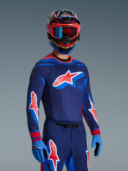 Alpinestars Supertech Vista Jersey Dark Navy Hot Coral Cobalt - MxProStoreParts