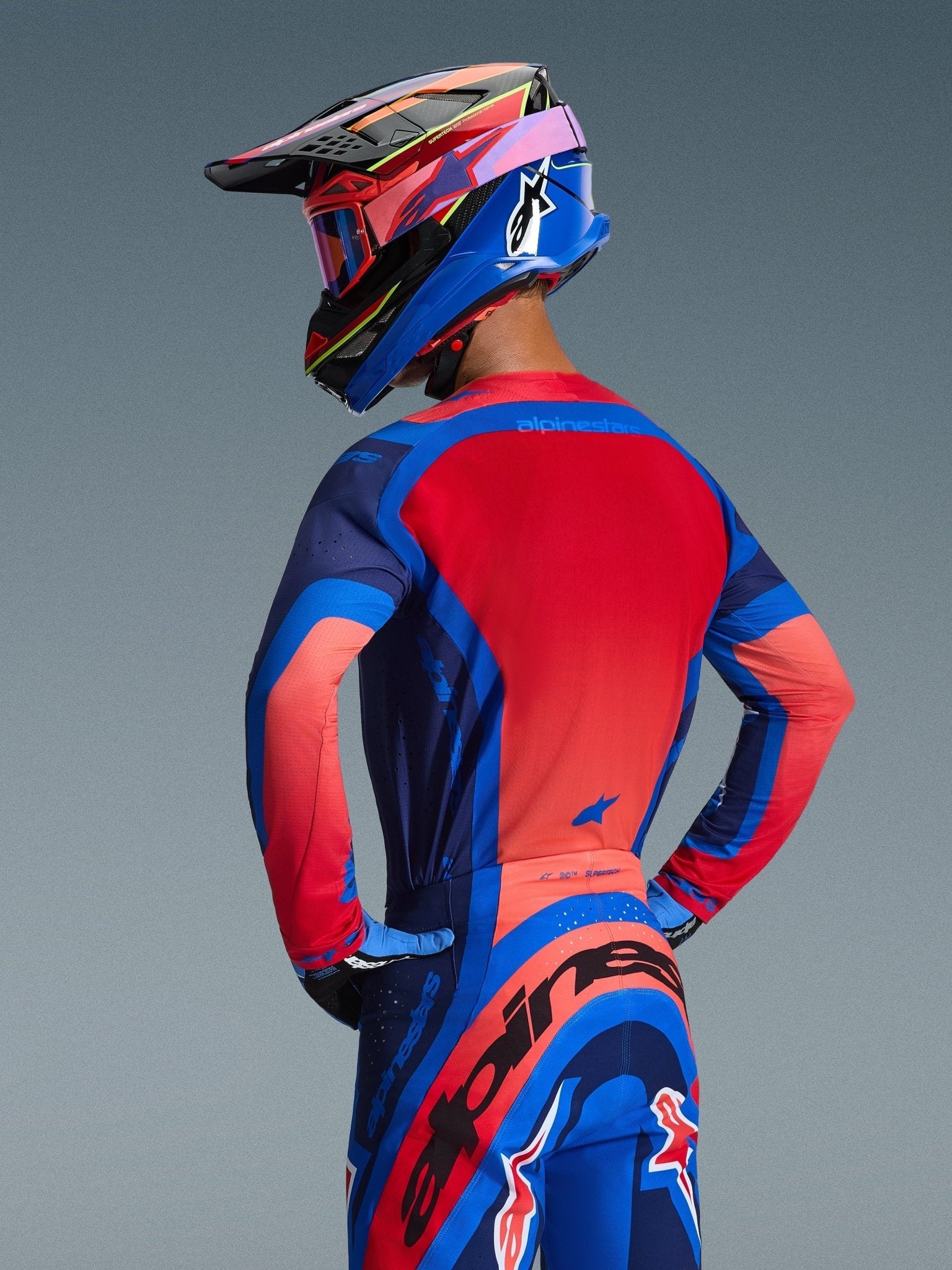 Alpinestars Supertech Vista Jersey Dark Navy Hot Coral Cobalt - MxProStoreParts