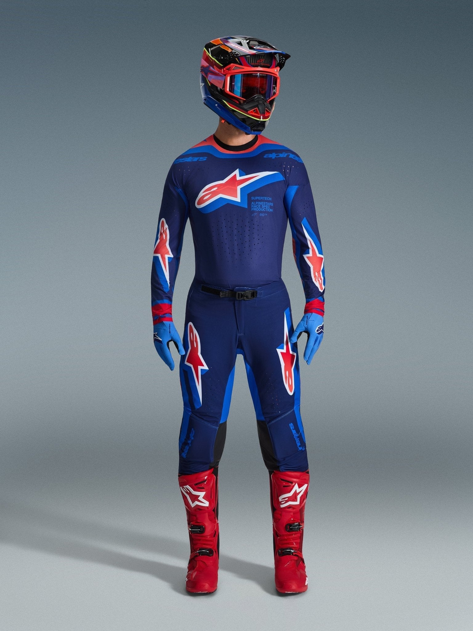 Alpinestars Supertech Vista Jersey Dark Navy Hot Coral Cobalt - MxProStoreParts