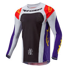 Alpinestars 2024 Techstar Ocuri volwassen cross shirt Hot Oranje / Paars / Zwart