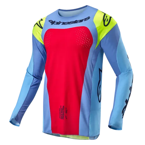 Alpinestars 2024 Techstar Ocuri volwassen cross shirt Licht Blauw / Fluor Geel / Rood