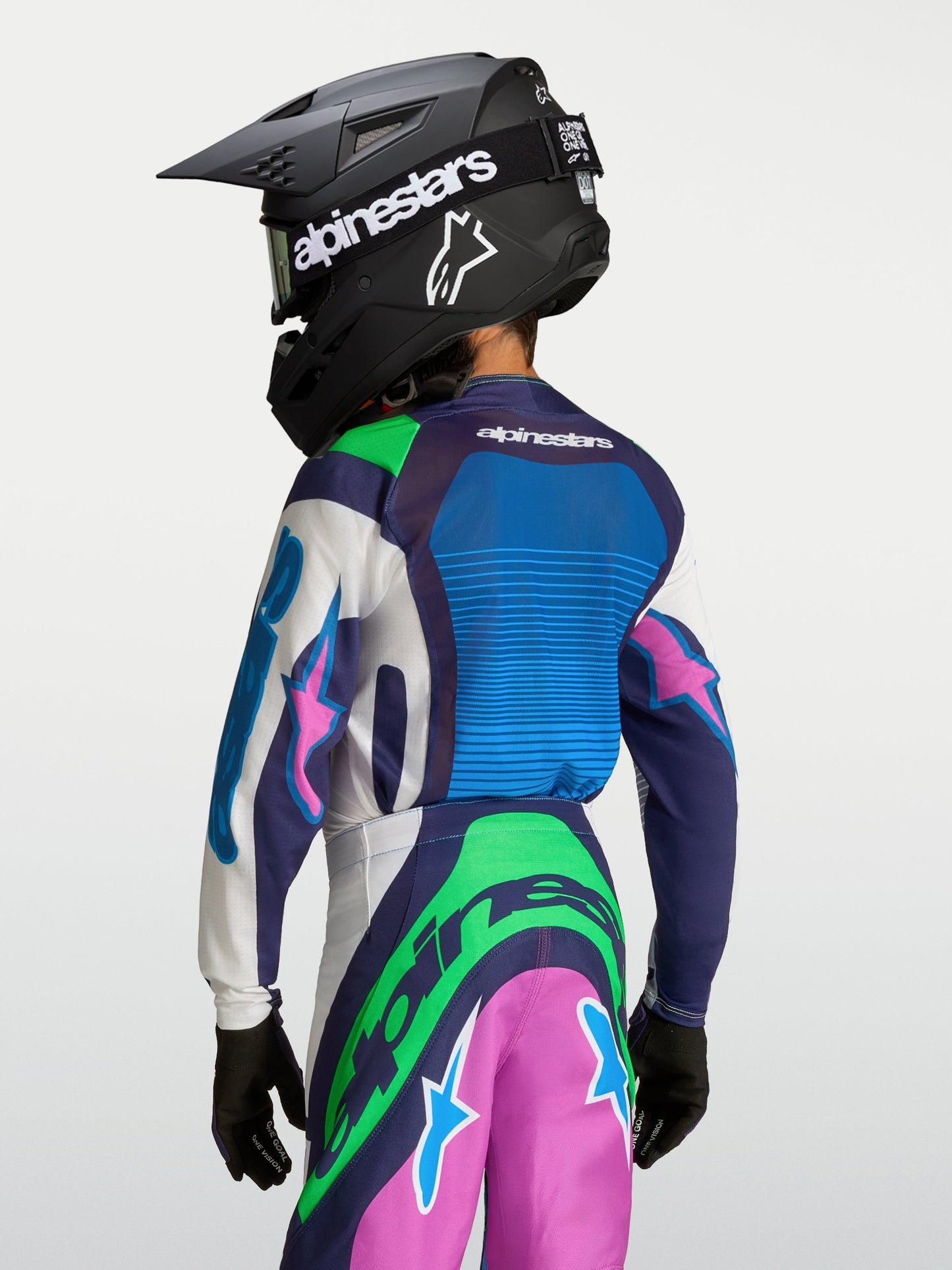 Alpinestars Jeugd Supertech Maven Jersey 2027 Wit Blithe Blue Groen Fluo