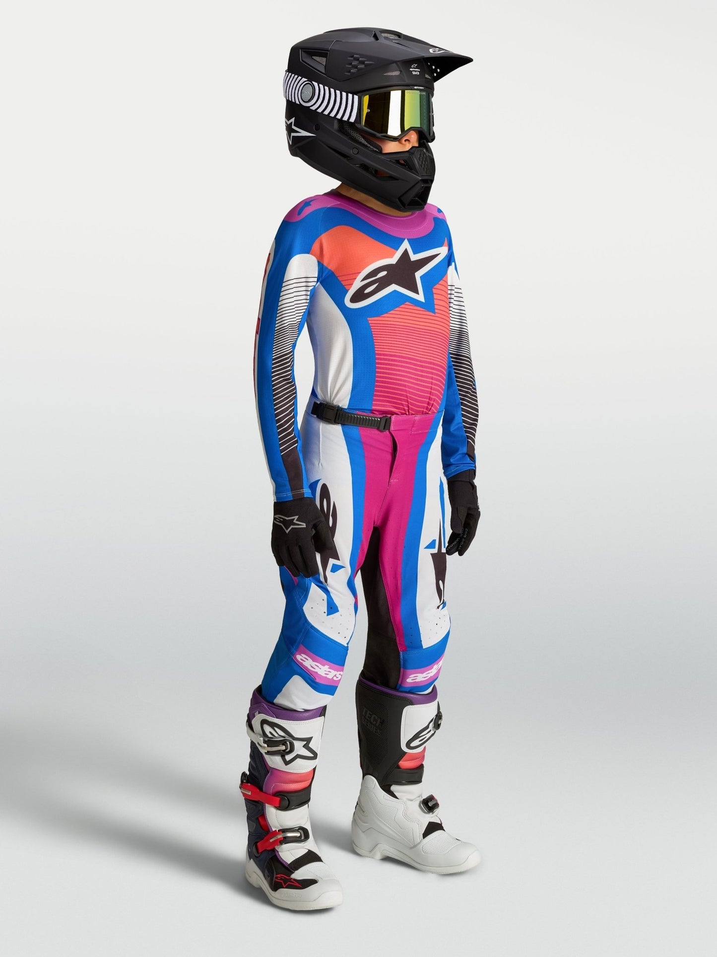 Alpinestars Jeugd Supertech Maven Jersey 2027 Wit Hot Coral Blithe Blue - MxProStoreParts