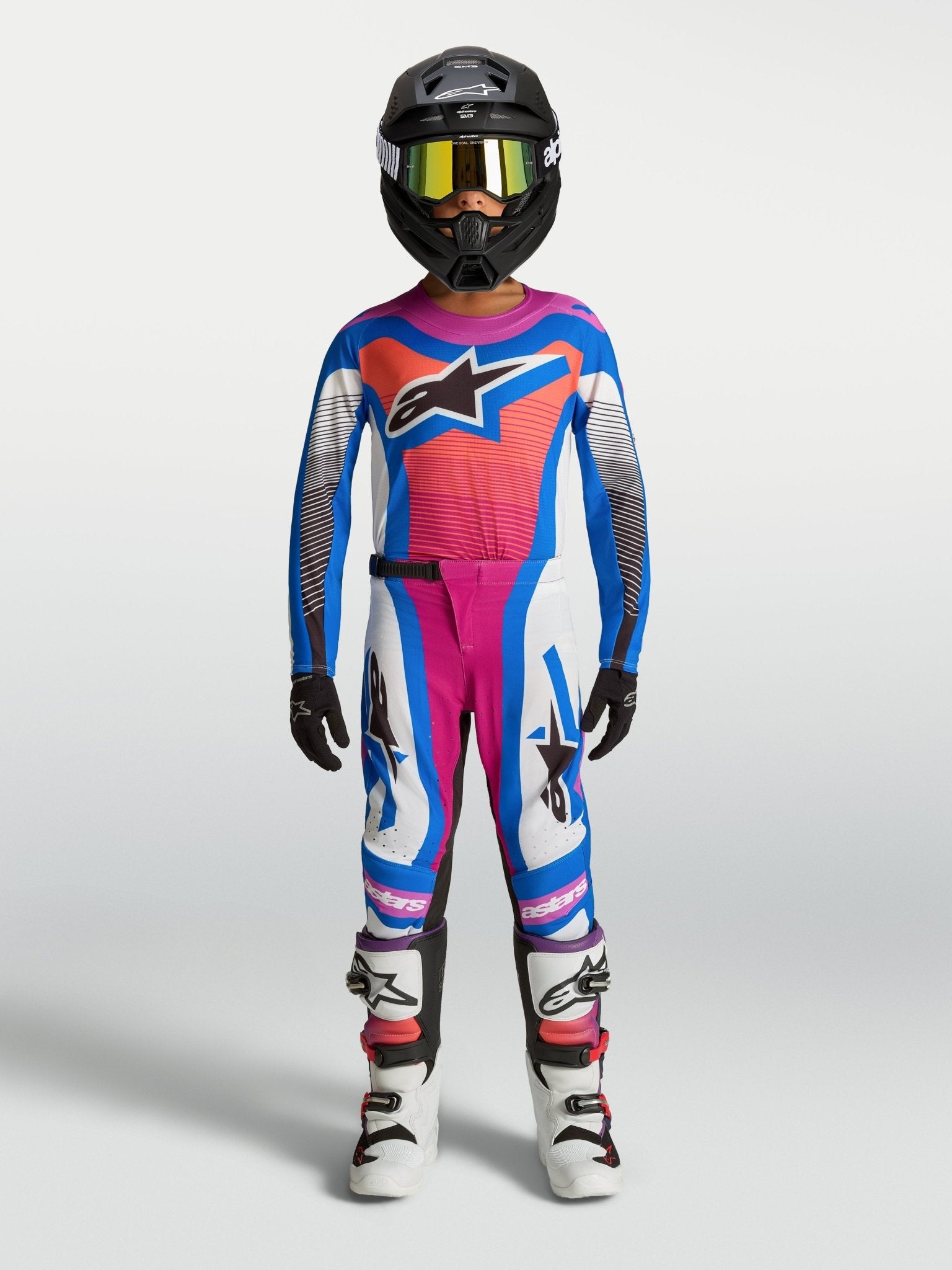 Alpinestars Jeugd Supertech Maven Jersey 2027 Wit Hot Coral Blithe Blue - MxProStoreParts