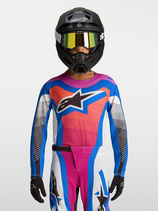 Alpinestars Jeugd Supertech Maven Jersey 2027 Wit Hot Coral Blithe Blue - MxProStoreParts