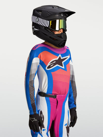 Alpinestars Jeugd Supertech Maven Jersey 2027 Wit Hot Coral Blithe Blue - MxProStoreParts