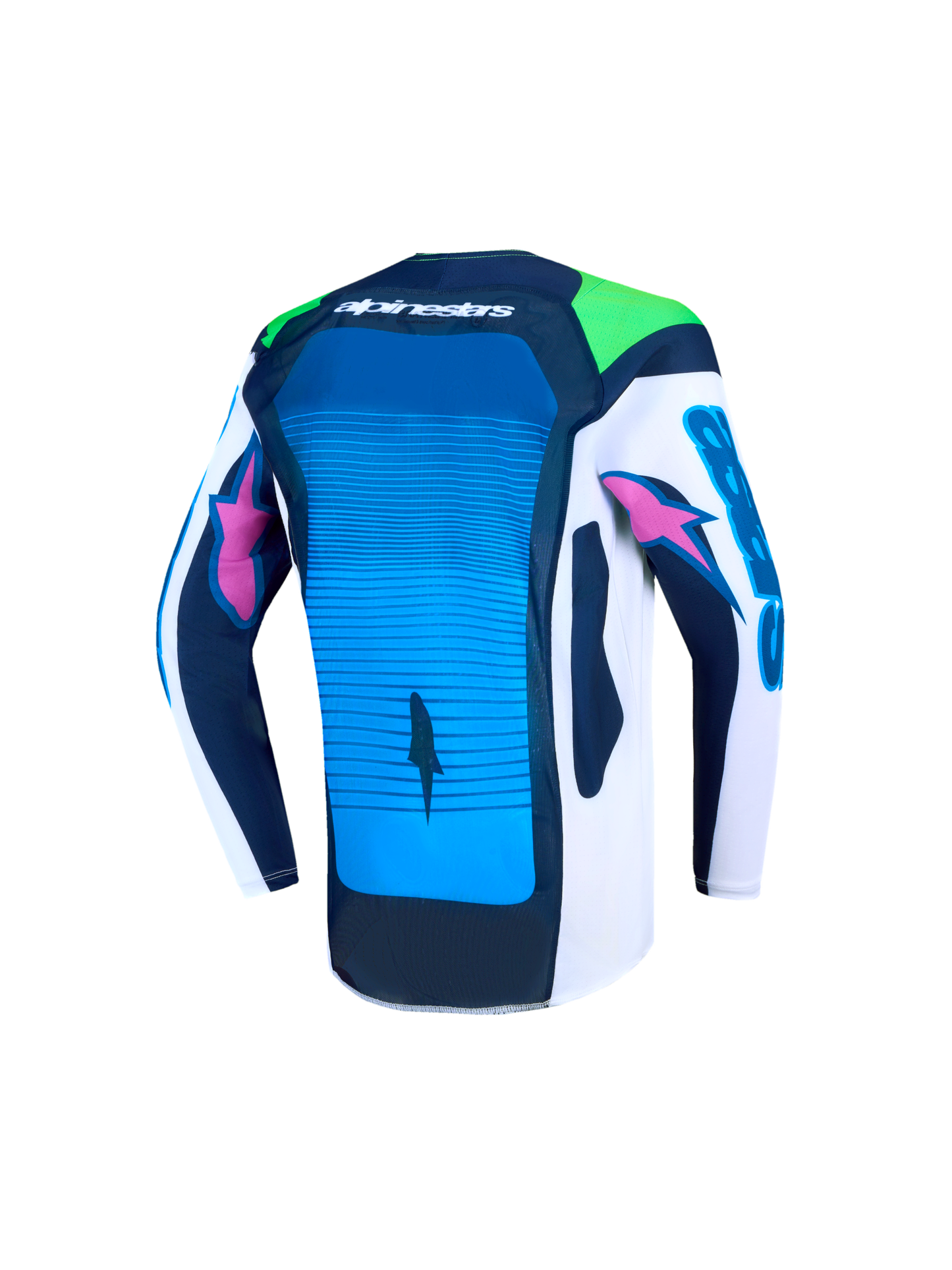 Alpinestars Jeugd Supertech Maven Jersey 2027 Wit Blithe Blue Groen Fluo
