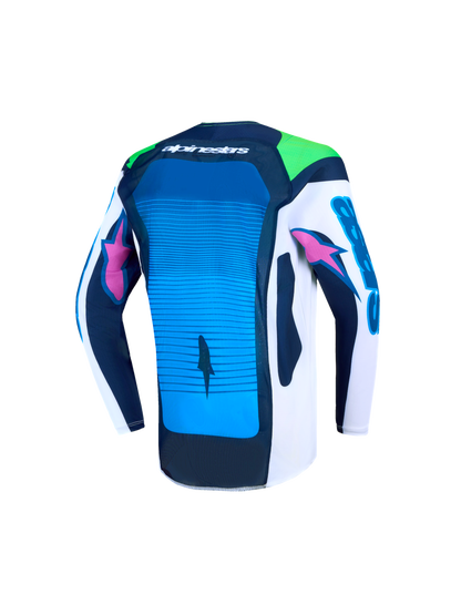 Alpinestars Jeugd Supertech Maven Jersey 2027 Wit Blithe Blue Groen Fluo