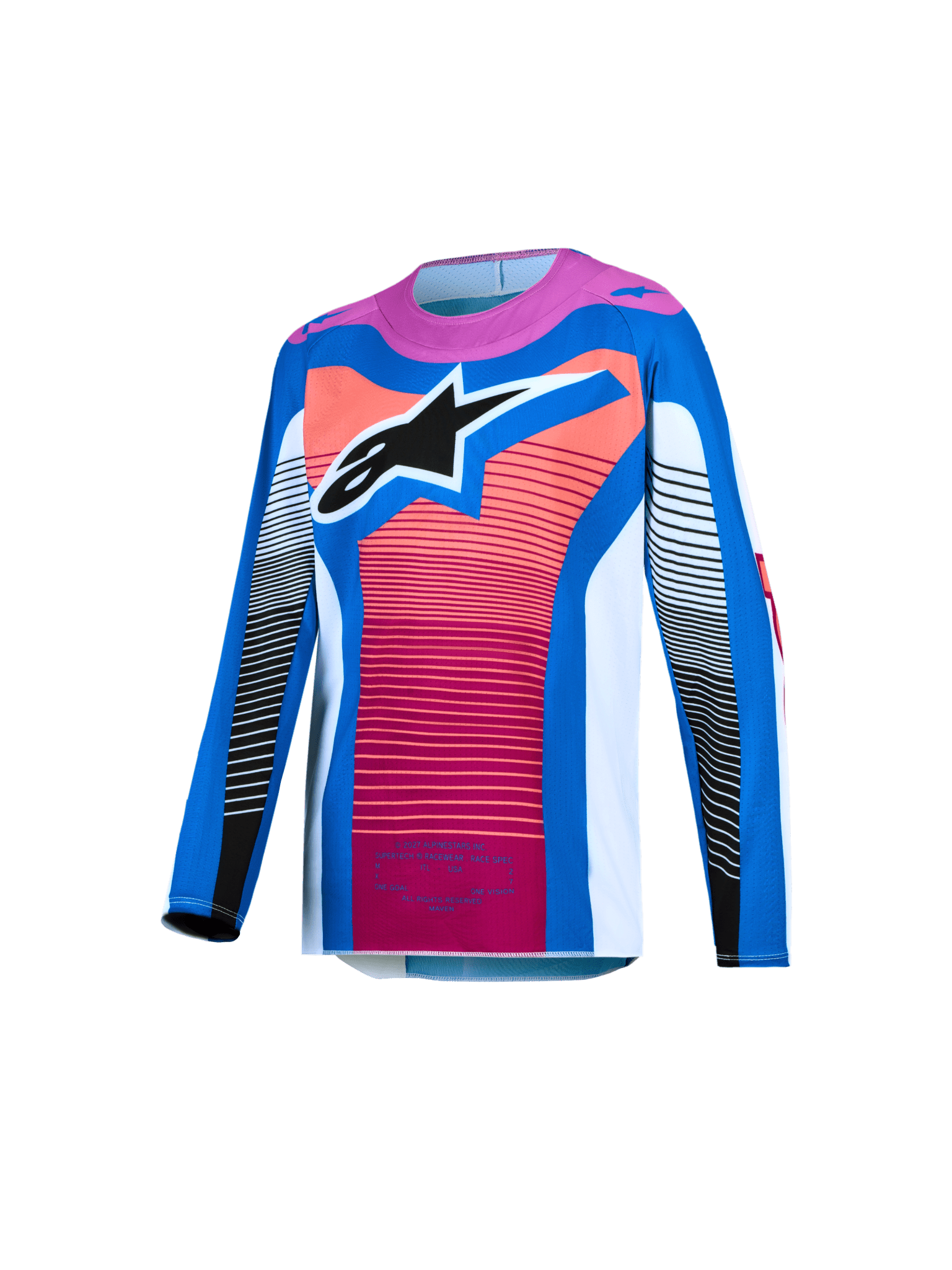 Alpinestars Jeugd Supertech Maven Jersey 2027 Wit Hot Coral Blithe Blue - MxProStoreParts