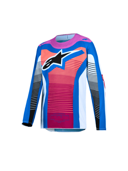 Alpinestars Jeugd Supertech Maven Jersey 2027 Wit Hot Coral Blithe Blue - MxProStoreParts