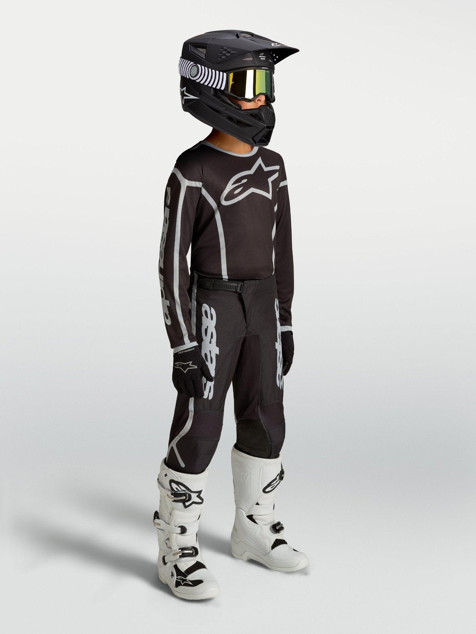 Alpinestars Jeugd Fluid Apex V2 Jersey 2027 Zwart Zilver - MxProStoreParts